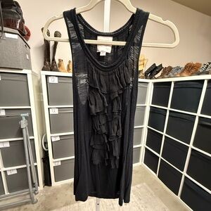 Romeo & Juliet Couture Black Ruffle Front Sleeveless Tank Top Y2K